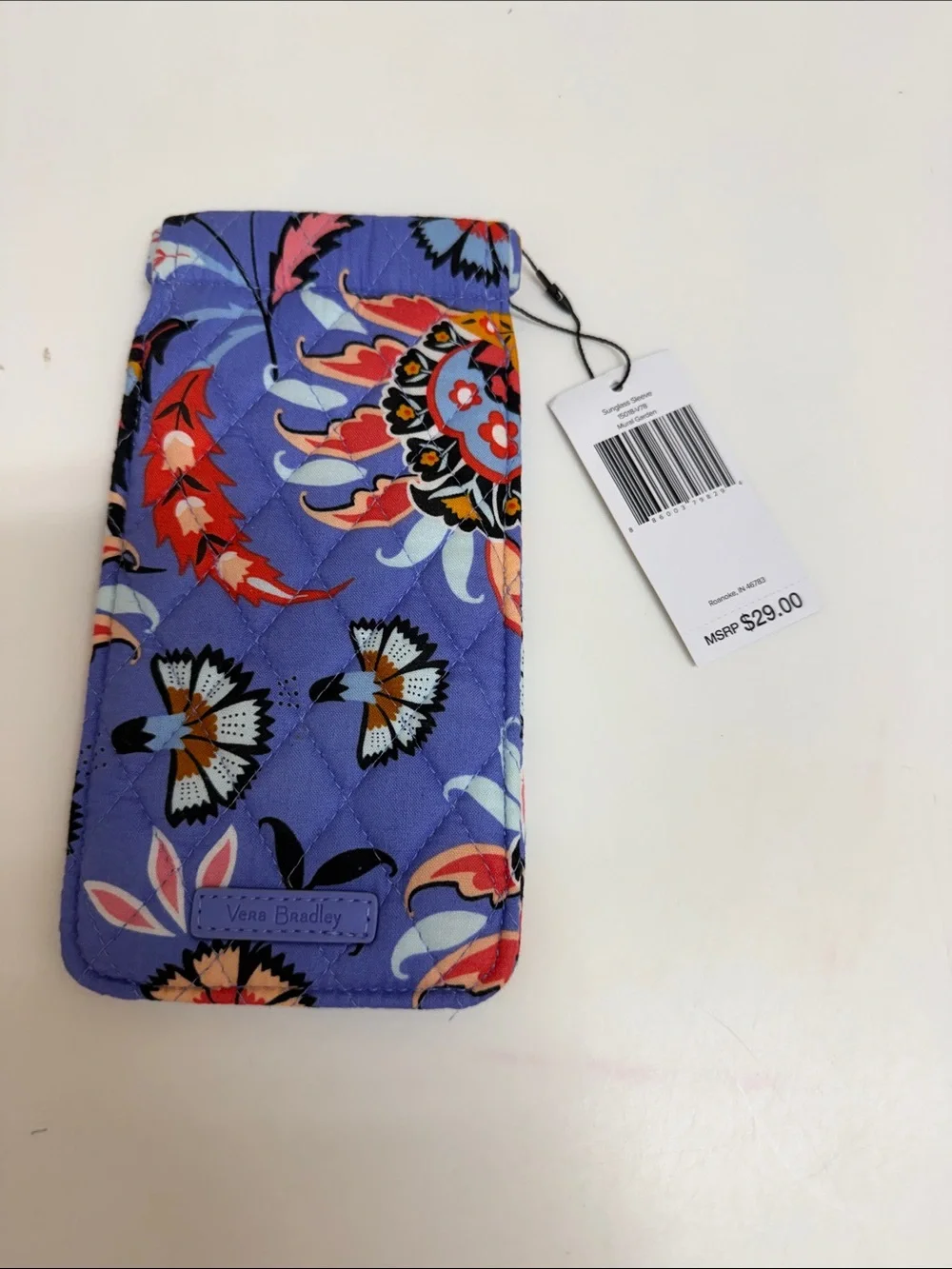 NWT Vera Bradley Purple Floral Quilted Sunglass Sleeve with Multicolor Accents